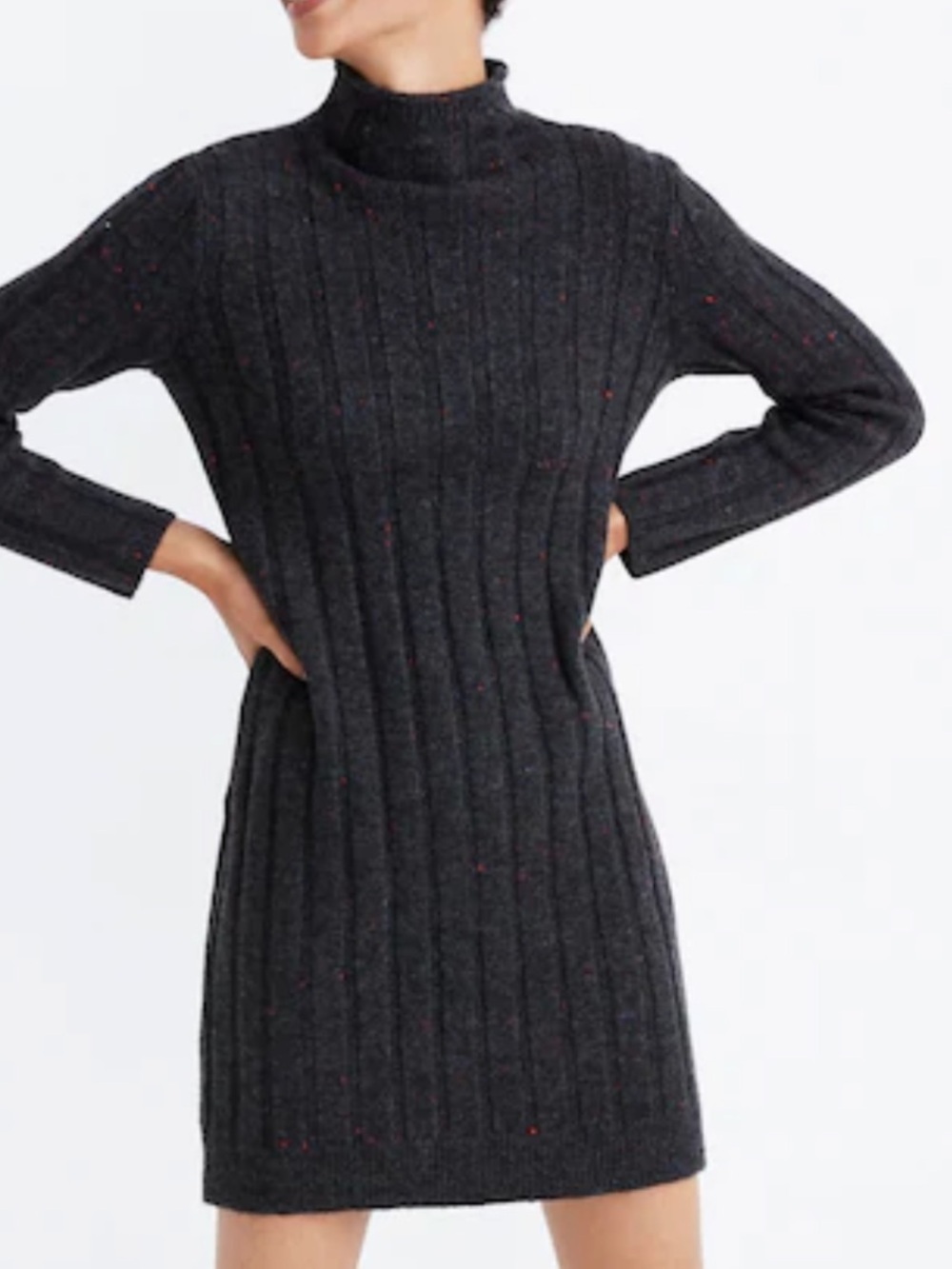 NWT MADEWELL Long Sleeve Ribbed Mock Neck Sweater Dress Size Small